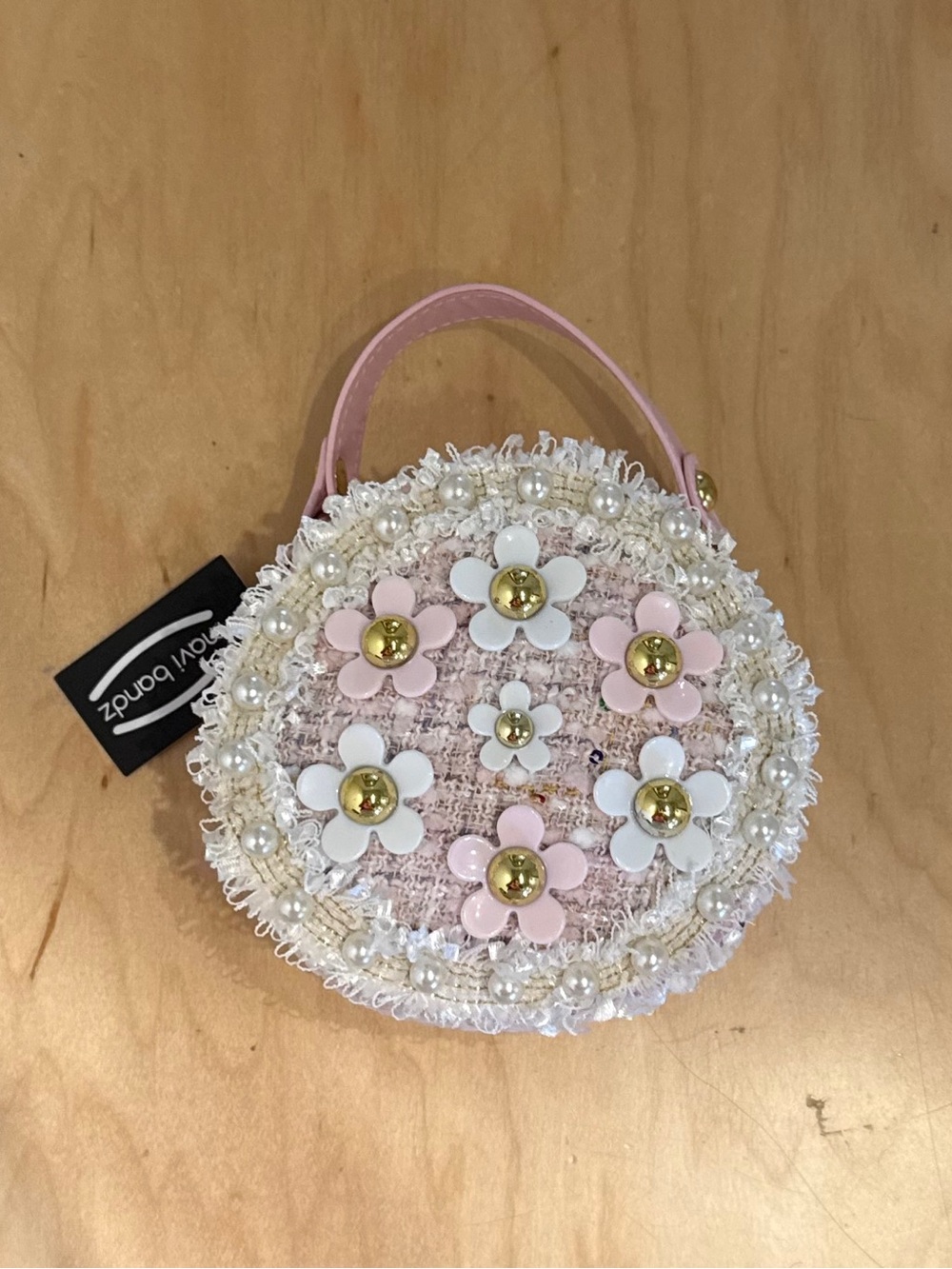 Mavi Pink and White Floral Round Kids Handbag